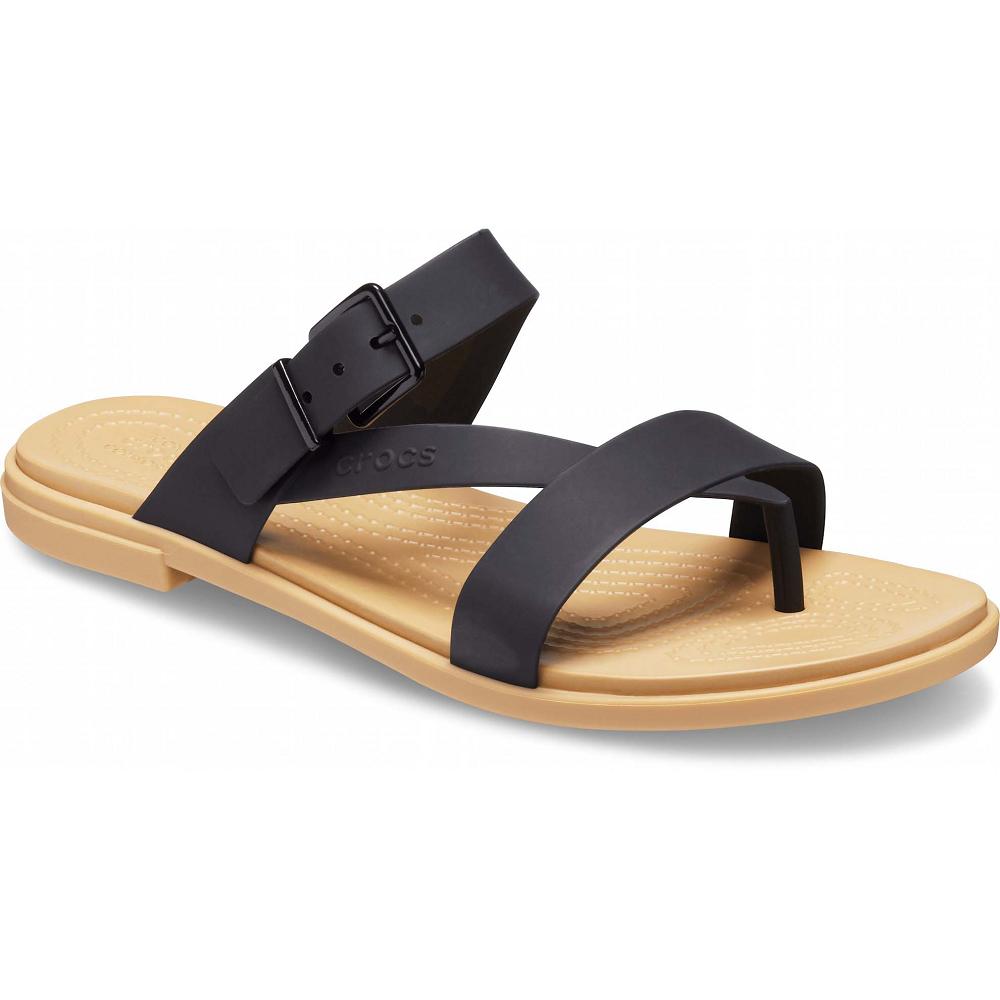 Black Women's Crocs Tulum Toe Post Sandal Sandals | NZ 0476ILHS
